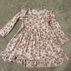 Larkspur Milk and Cookies Ruffle Twirl Dress Pink 5/6
